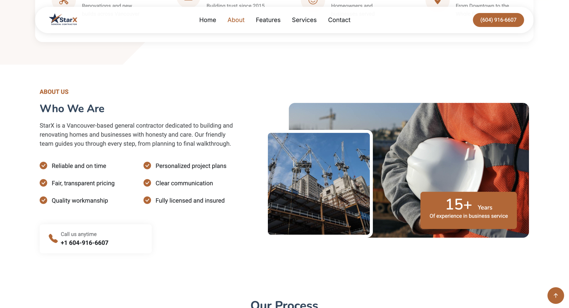 Responsive construction company website designed and built by our team